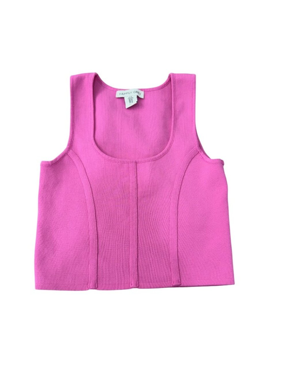 Happily Grey Pink Stretch Ribbed Sleeveless Crop Top Womens Medium